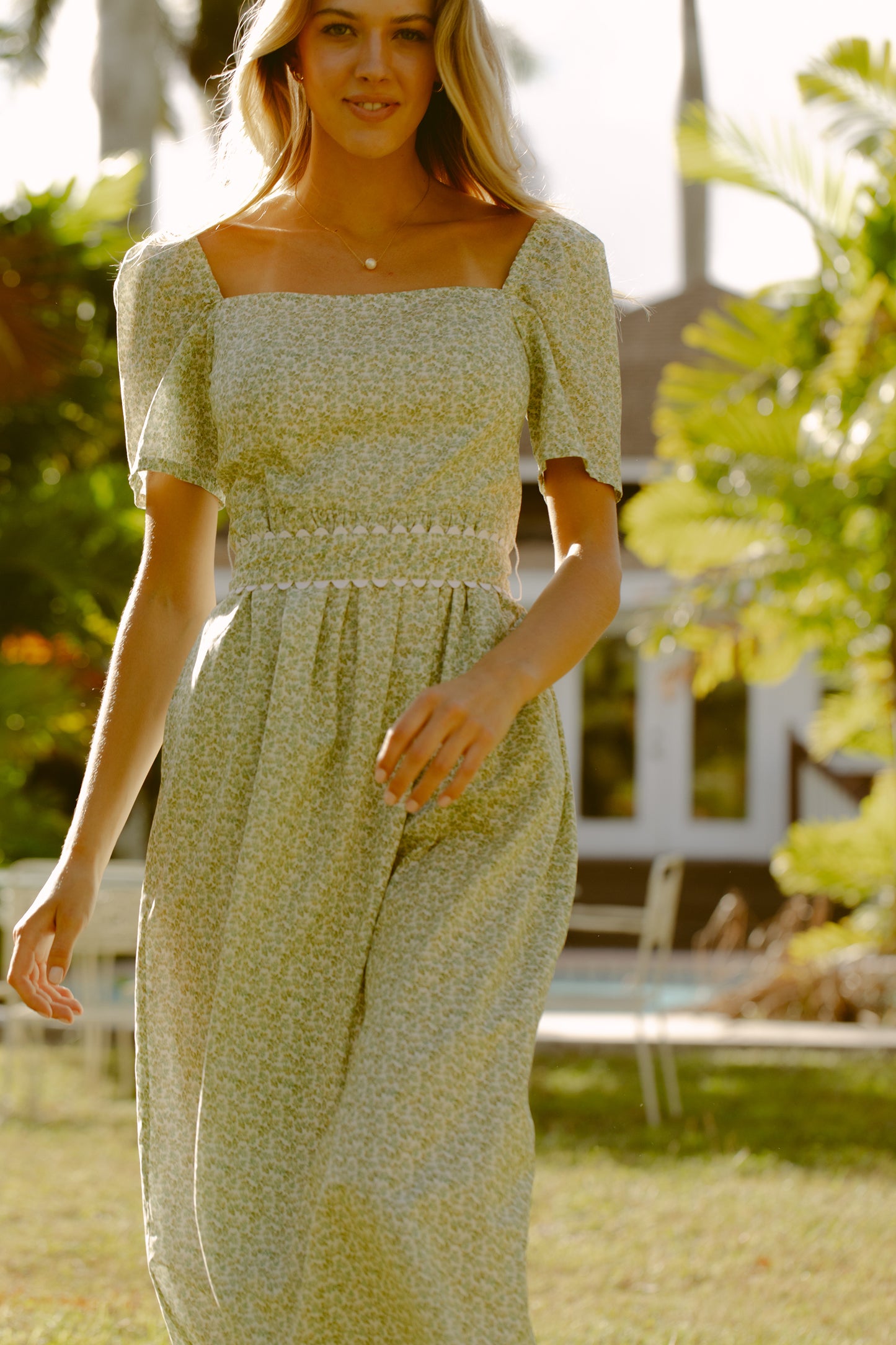 Woman in green dress