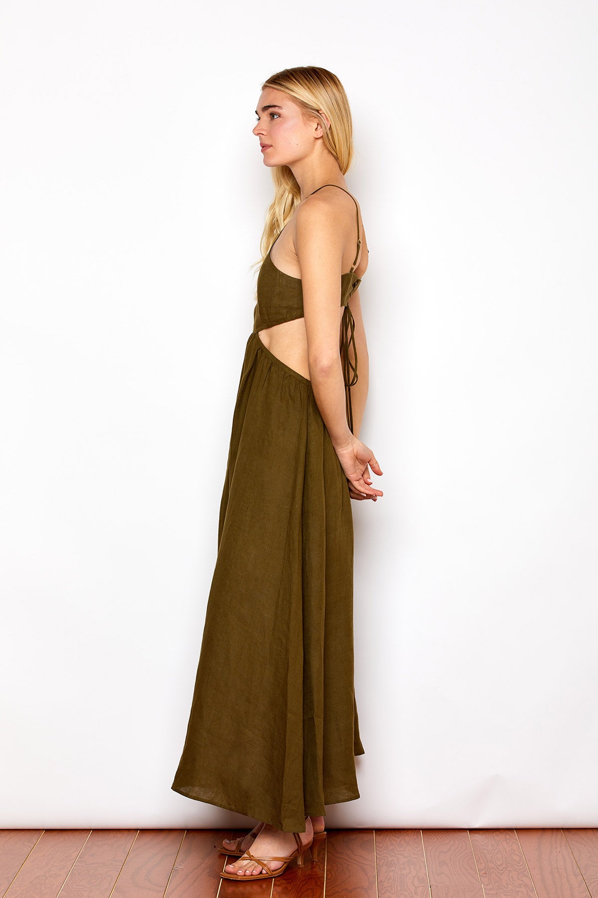 Side view of the Emily Dress in Seaweed