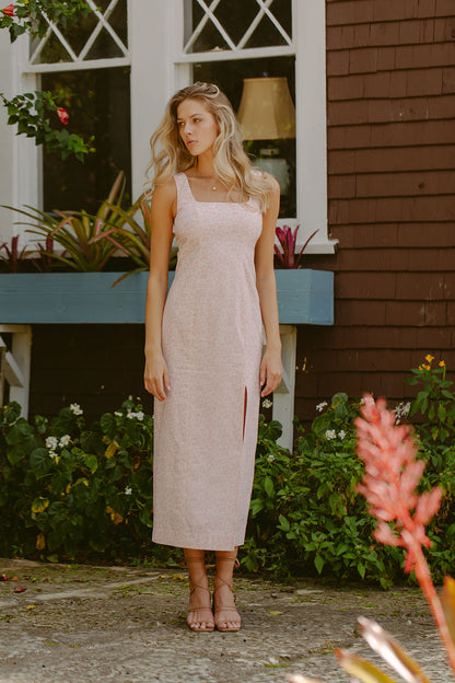 Woman in pink dress