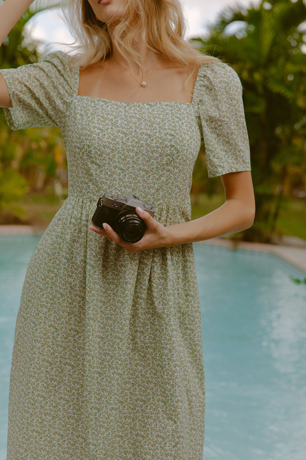 Woman in green dress
