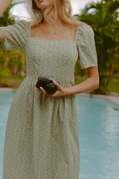 Woman in green dress