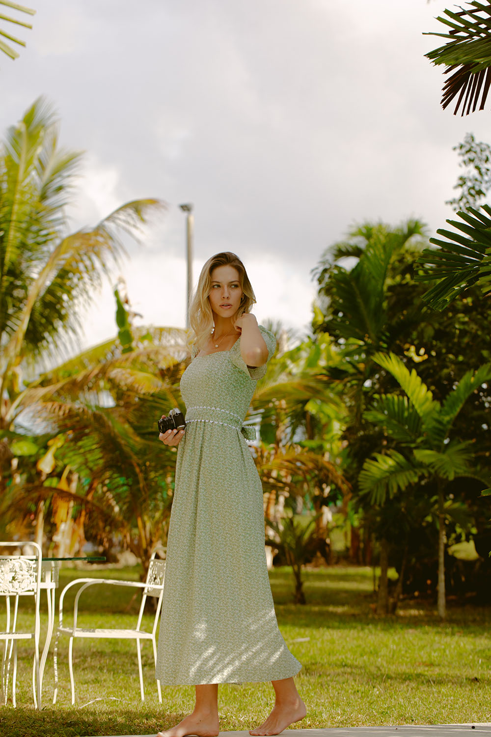 Woman in green dress