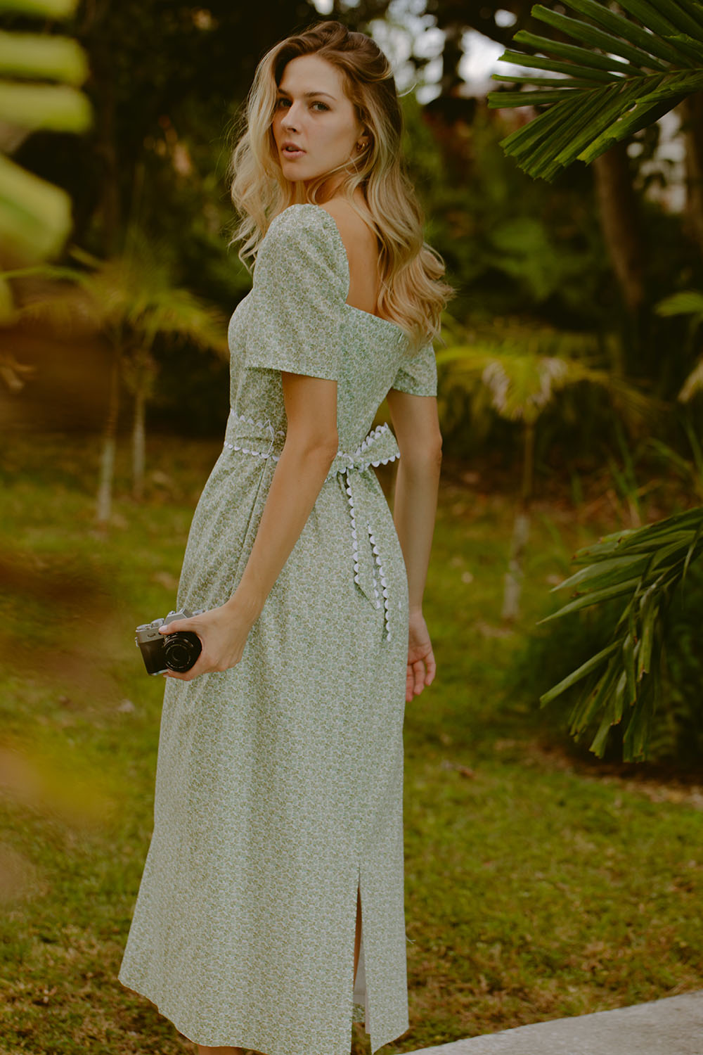 Woman in green dress
